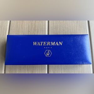 Vintage Waterman Paris Blue Marble Gold Trim Ballpoint Pen with Case